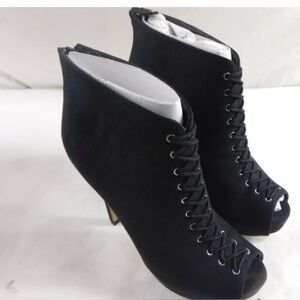 Rock & Republic Black Peep-Toe Lace-Up Booties